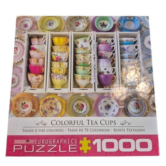 Eurographics Colorful Tea Cups 1000 pc Jigsaw Puzzle - Picture 7 of 8